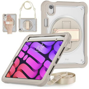 SENLANiPadMini6/Mini7(A17Pro)�p�P�[�X360�x��]�n���h�x���g�c�u�����u���X�^���h�V�����_�[�X�g���b�v�t�����|���΂ߊ|���y�����[�ϏՌ�TPU+PC�������J�o�[���(�J�[�L)