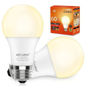 DiCUNOLED�d��E26����60W�`����9W1000lm�d���F2700K�����F��Ra90�L�z���^�C�v���P�x�����Ή��ȃG�l��ʓd���`�������Ή�2��