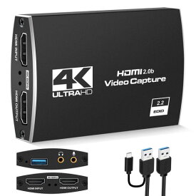 MOYOON 4K HDMI キャプチャーボードSWITCH対応 USB 3.0ゲームキャプチャー USB/TYPE-C 1080P 60FPS HDMIループ出力、マイクオーディオミキシング ビデオキャプチャー ゲーム実況生配信 録画、ライブ会議に適用