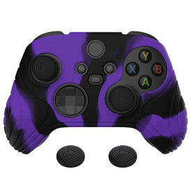 eXtremeRate PlayVital Samurai版Xbox Series X/Sコントローラーに対応用アンチスリップシリコーンカバースキン、ブラックの親指グリップキャップ付き、Xbox