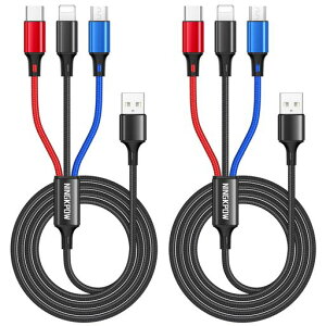 NINGKPOW3in1�[�d�P�[�u���y1.2M2�{�Z�b�g�zUSB�P�[�u�[�d�R�[�h3�C��1�[�d�R�[�hUSBTypeC�P�[�u��Micro�R�[�hUSBPhone�[�d�P�[�u��3�䓯�����d�\Android�^�C�vCPhone13