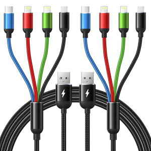 Yosou4in12M2�{�Z�b�gUSB�P�[�u���}���`�[�d�P�[�u��2m4�C��1�R�[�hLightning�P�[�u��4�䓯���[�diPhone16151413ProMax13Pro12mini118GalaxyS20
