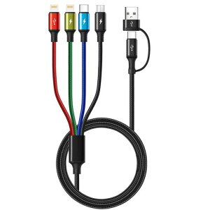 MINLU6in1�[�d�P�[�u���[�d�R�[�h�^�C�vc3M4�䓯���[�dusbac�ϊ��[�d��typec/Lightning(2��)/microusb�P�[�u�������ӂ���[�d�R�[�hiPhone17/16/15/14Pro