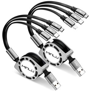 MINLU3in1�[�d�P�[�u���������[1.2m2�Z�b�g]3.0A�}���`�[�d�P�[�u��iphone�[�d�튪��莮�f�[�^�]��3�䓯���[�d�\���C�g�j���O/�^�C�vC/MicroUSB�[�d�R�[�hiPhone17161514