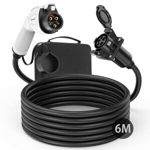 Qkcabo 32A 6M EV �[�d�퉄���P�[�u�� 100?240V�Ή� 3KW 6KW�d�C������ PHV�[�d�P�[�u�� �����R�[�h SAE J1772�Ή� (6���[�g��)