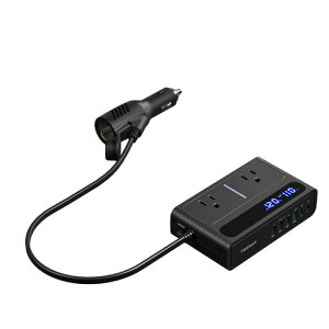 �C���o�[�^�[ 12V 100V �ԍڏ[�d��PD 65W �V�K�[�\�P�b�g �R���Z���g �ϊ� 200W �� �R���Z���g �J�[�C���o�[�^�[ DC11V-17V��110V�ϊ��� �}���[�d�Ή� 2AC������ 2��Type-C�|�[�g 4��type-A�|�[�g �u���b�N