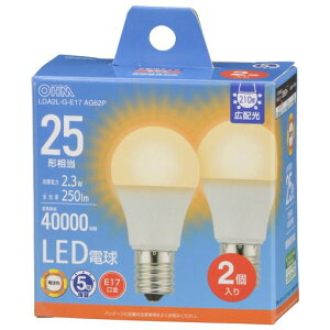 �I�[���d�@ LED�d�����` E17 25�`����/25W���� �d���F �����Ή� �f�M�ގ{�H���Ή� �~�j�N���v�g���` 5�N�ۏ� 2�� LDA2L-G-E17 AG62P 06-5536 OHM
