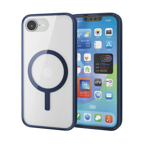 �G���R�� iPhone 17e/16e �P�[�X �ϏՌ� �Ռ��z�� �w�ʏ����h�~ �}�O�l�b�g ���C�����X�[�d�Ή� �����Y�ی� MAGKEEP �l�C�r�[ PM-A25SMAG03NV