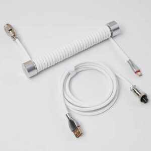 GravaStar USB-C �R�C���P�[�u�� �L�[�{�[�h �O���o�X�^�[ USB�P�[�u�� �R�C���� �Q�[�~���O�L�[�{�[�h type-c �J�X�^���P�[�u�� �_�u���X���[�u �q��R�l�N�^ �����f�[�^�`�� (�z���C�g)