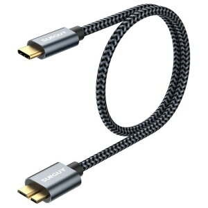 SUNGUY USB C to Micro B 3.1 �P�[�u�� 0.5M �ő�10Gbps �����f�[�^�]�� �����b�L�R�l�N�^ �Z�� USB 3.1 �O�t��HDD/SSD �n�[�h�h���C�u/MacBook (Pro)/Galaxy S5 Note