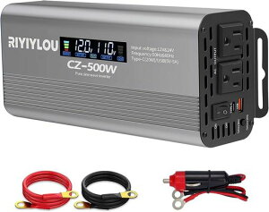 �������g�C���o�[�^�[ 500W (�u��1000W�Ή�) 50Hz/60Hz�̏o�͎��g���͎��R�ɑI���\�� 12V/24V�����Ή� LCD�J���[��� �o�b�e���[�t�ڑ��ی� TYPE-C�}���[�d �����݌v �ߕ��ׁE�ߔM�ی� �ԍ�/�ƒ�/�c