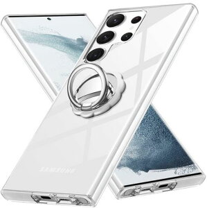 Samsung Galaxy S23 Ultra 5G �P�[�X �N���A �����O�t�� �X�}�z�P�[�X SC-52D SCG20 �J�o�[ �����O �y�� ���^ �ϏՌ� ���� TPU �X�g���b�v�z�[���t�� 360°��] �X�^���h�@�\ �ԍڃz���_�[�Ή� ��̌^