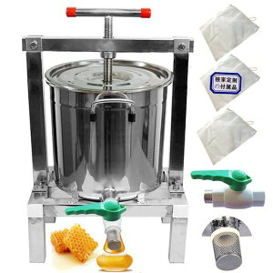 HCTOOL蜂蜜絞り器蜂蜜圧搾機蜂蜜分離器ジューサー・しぼり器みしん15L大容量はちみつ手動圧搾機絞り器脱水機みつろう/ミツロウワックス/蜜蝋ステンレス圧縮製蝋器3濾過ネット付と日本倉…