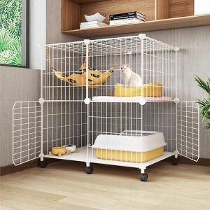 猫ゲージ2段ペット猫ケージ2段おしゃれ猫のゲージネコケージキャスター付き猫用多頭飼い【脱走防止】【取付簡単】【掃除しやすい】【簡単に移動】【取り外し可能な】キャットゲージ…
