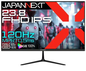 JAPANNEXT23.8�C���`IPS�p�l������120Hz�Ή��t��HD(1920x1080)�𑜓x�Q�[�~���O���j�^�[JN-IPS238G120F-C60.5ms(MPRT)HDMIDPUSBType-C(�ő�65W���d)HDR