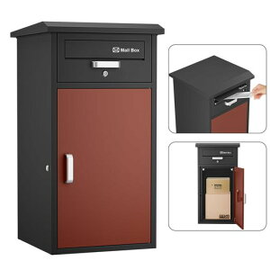 VARNIC宅配ボックスDIYポスト一体型複数回投函大容量宅配BOX戸外防水水が溜まらない防塵防錆防犯郵便受け両開き扉取り付け簡単マグネットシート付き郵便ポスト要組立品戸建て用個人宅(…