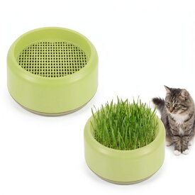 SUPVOX 猫草栽培キット 水耕栽培プランター 土を使わない 衛生的 猫草 栽培セット 室内用 軽量 プラスチック製 猫用 草 育てる 容器 お手入れ簡単 グリーン