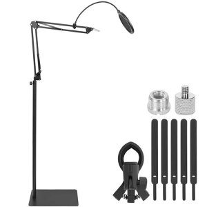 AKOZLIN �}�C�N�X�^���h �������߉\40cm~120cm �t���A�}�C�N�X�^���h �R���p�N�g���d�x�[�X �|�b�v�t�B���^�[ �V���b�N�}�E���g �}�C�N�N���b�v Blue Yeti/Samson Q2U���܂ޕ��L���}�C�N�ƌ݊����c