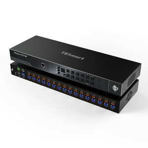 TESmart 8K@60Hz 16����1�o�� HDMI KVM�X�C�b�` USB3.0 16x1 KVM�ؑ֊� 16�|�[�g �p�\�R��16�䃂�j�^�[1��؂�ւ� EDID�G�~�����[�^�[ �z�b�g�L�[�ؑ� RS232�ALAN�|�[�g HDMI2.1