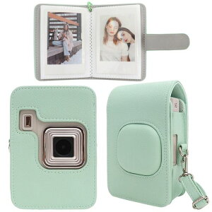 HIYQIN Fuji Mini LiPlay+ �n�C�u���b�h �C���X�^���g�J�����p PU���U�[ �ی�P�[�X�A�t�H�g�A���o���t�� ���߉\�V�����_�[�X�g���b�v�Ή� - �O���[��