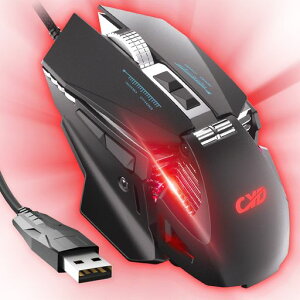 CYD C300 PRO �Q�[�~���O�}�E�X �d�ʒ��� �L���}�E�X�ARGB LED PC�}�E�X12800 DPI 7�v���O�����{�^�� �G���S�m�~�N�X�f�U�C�� ���w�� USB �L�� �Q�[�~���O�܂��� Windows XP�A10�A8�A7�AMac