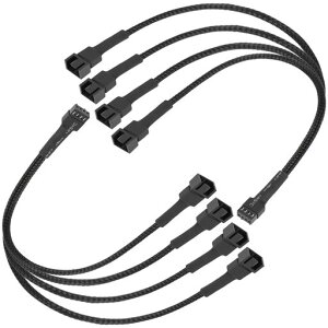 upHerePWMファン用延長電源ケーブル4分岐ケーブル3本3ピンと1本4ピンファン対応PCケースファン増設用Y字型2本【FH4-2】