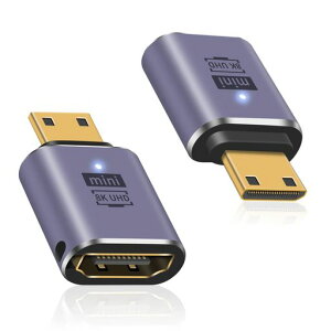 Duttek Mini HDMI HDMI �ϊ��A�_�v�^, 8K Mini HDMI(�I�X) to HDMI(���X) �����A�_�v�^�����b�L�R�l�N�^ 8K@60Hz, 4K@144Hz, 2K@240Hz HDR�Ή� 2�Z�b�g