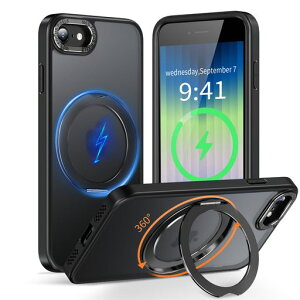 KWATUNGiphonese3�p�P�[�Xiphonese2�p�P�[�Xmagsafe�Ή�360°��]�X�^���h�c�����Ή������O�}�O�l�b�g���ڃA�C�t�H��SE3SE287�p�X�}�z�P�[�X�h�w��ČRMIL�K�i�ϏՌ�iPhone