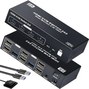 ELEVIEW HDMI �p�\�R���ؑ֊� PC2�� �f���A���f�B�X�v���C�p KVM�X�C�b�` EHD-922N