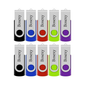 BOSEXY USB フラッシュドライブ 32GB 10点パック USBメモリ 回転式 セット販売 メモリスティック ペンドライブ LEDインジケーター付き ミックスカラー ブラック/ブルー/レッド/グリーン/パープル (10点)