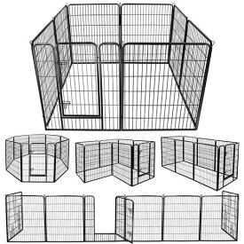 DUDUPET ペットフェンス 大型犬用 中型犬用 ペットケージ パネル8枚 四角ポール 折り畳み式 ペットサークル スチール製 複数連結可能 室内室外兼用 犬小屋 ペット用品 (100*80CM-8枚)
