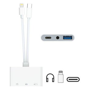 �y2025�V�݌v�z2in1 �C���z���W���b�N �ϊ� USB Type-C/Lightning-3.5mm �C���z���ϊ��A�_�v�^�[ DAC���� Hi-Fi���� ���� �o�����]�� PD �}���[�d �ʘb/���ʒ���/���y�Ή� iPhone/iPad/iPad