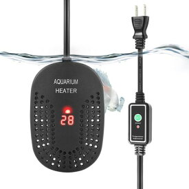 FEDOUR 25Wミニ水槽用ヒーター、デジタル温度表示と外部設定ボタン付き