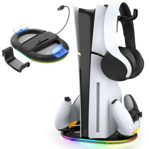 PS5Pro/PS5Slim�Ή��c�u���X�^���h�R���g���[���[�f���A���[�d�Ή�PS5Pro�R���g���[���[�[�d�h�b�NPS5Pro�R���g���[���[�[�d�X�^���h2�䓯���[�d�[�d�w�������v�tRGB�Ɩ����[�h(Black)
