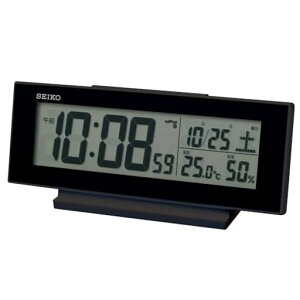 セイコークロック(SeikoClock)目覚まし時計常時点灯電波デジタルカレンダー温度湿度表示夜でも見える黒・一部黒82x206x51mmSQ324K