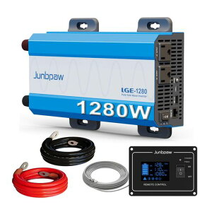 純正弦波インバーター12VDCから100V110VAC変換リモートモニターコントローラー付き5V2.1AUSBポート搭載家庭用RVトラックオフグリッド太陽光発電対応(JP-LGE-1280-JJ)