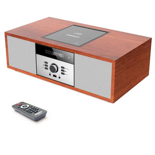 CDプレーヤー レトロ/BLUETOOTH/FMステレオ/USB MP3再生/AUX入力、ヘッドフォンジャック、家庭用コンパクトONEBODYシステムを備えたビンテージスタイルのHIFIステレオシステム (WTB-797)