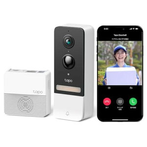 TP-Linkスマートドアホンスマホビデオドアベル工事不要インターホンカメラ付き2K5MPビデオドアベルスマホ連動ドアホンワイヤレス【外出先からスマホで玄関先を確認】TapoD230S1/A