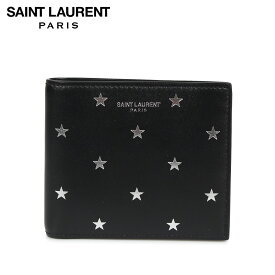 SAINT LAURENT PARIS サンローラン パリ 財布 二つ折り 本革 メンズ レディース STAR PRINT WALLET ブラック 黒 3963070O7GN