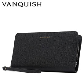 VANQUISH ヴァンキッシュ パスポートケース パスケース カードケース メンズ ラウンドファスナー 本革 PASSPORT CASE ブラック 黒 VQM-41200