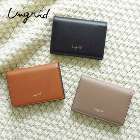 【最大1000円OFFクーポン配布中】 Ungrid アングリッド カードケース 名刺入れ 定期入れ レディース SMOOTH CARD CASE ブラック ホワイト ベージュ カーキ ブラウン ワイン レッド 黒 白 UNG-51780