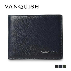 【最大1000円OFFクーポン配布中】 VANQUISH ヴァンキッシュ 二つ折り財布 メンズ 本革 WALLET ブラック ネイビー ダーク グリーン 黒 43520