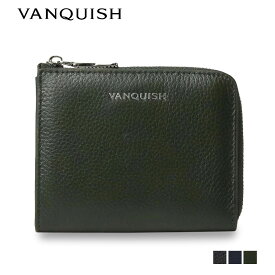 【最大1000円OFFクーポン配布中】 VANQUISH ヴァンキッシュ ミニ財布 小銭入れ コインケース メンズ 本革 L字ファスナー MINI WALLET ブラック ネイビー ダーク グリーン 黒 43530