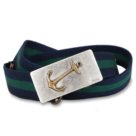 POLO RALPH LAUREN ポロ ラルフローレン ベルト メンズ ANCHOR-BUCKLE STRIPED BELT ネイビー