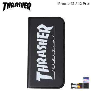 THRASHER �X���b�V���[ iphone12 12 Pro �X�}�z�P�[�X �����Y ���f�B�[�X �蒠�^ �g�� �A�C�t�H�� HOME TOWN LOGO PU LEATHER BOOK TYPE CASE �u���b�N �l�C�r�[ �� �y���[���ցz ��̓�