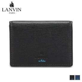 LANVIN en Bleu ランバンオンブルー パスケース カードケース ID 定期入れ メンズ レディース 本革 PASS CASE ブラック ネイビー 黒 522607