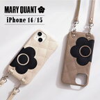 マリークヮント MARY QUANT iPhone 15 14 ケース スマホケース スマホショルダー 携帯 レディース PU QUILT LEATHER NEW SLING CASE ブラック ホワイト グレー ブラウン ピンク 黒 白