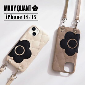 マリークヮント MARY QUANT iPhone 15 14 ケース スマホケース スマホショルダー 携帯 レディース PU QUILT LEATHER NEW SLING CASE ブラック ホワイト グレー ブラウン ピンク 黒 白 母の日