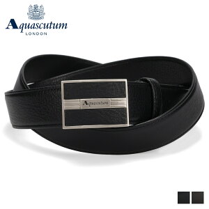 �y�ő�10%OFF�N�[�|�����s���z AQUASCUTUM �A�N�A�X�L���[�^�� �x���g ���U�[�x���g �����Y �{�v ���{�� LEATHER BELT �u���b�N �_�[�N �u���E�� �� AQ-4100123L
