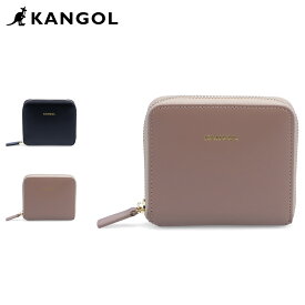 KANGOL カンゴール 財布 二つ折り メンズ レディース ラウンドファスナー ロゴ型押し SHORT WALLET ブラック グレージュ 黒 KGSA-WA00018